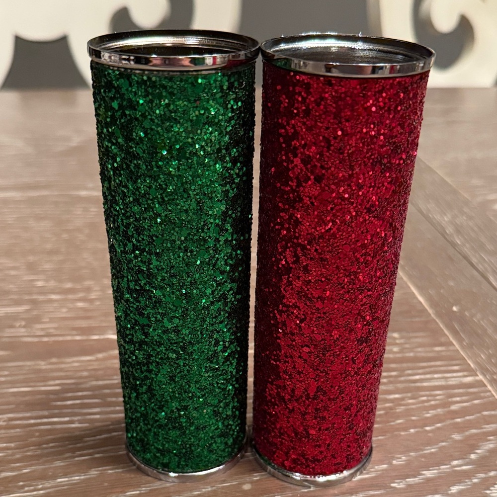 Bath & body works fragrance Mist holder cover sleeve Glittery Red & Green